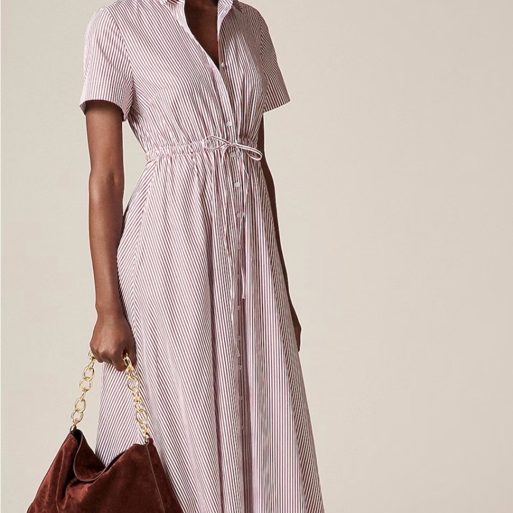 J.Crew Cerise shirt-dress in striped cotton poplin